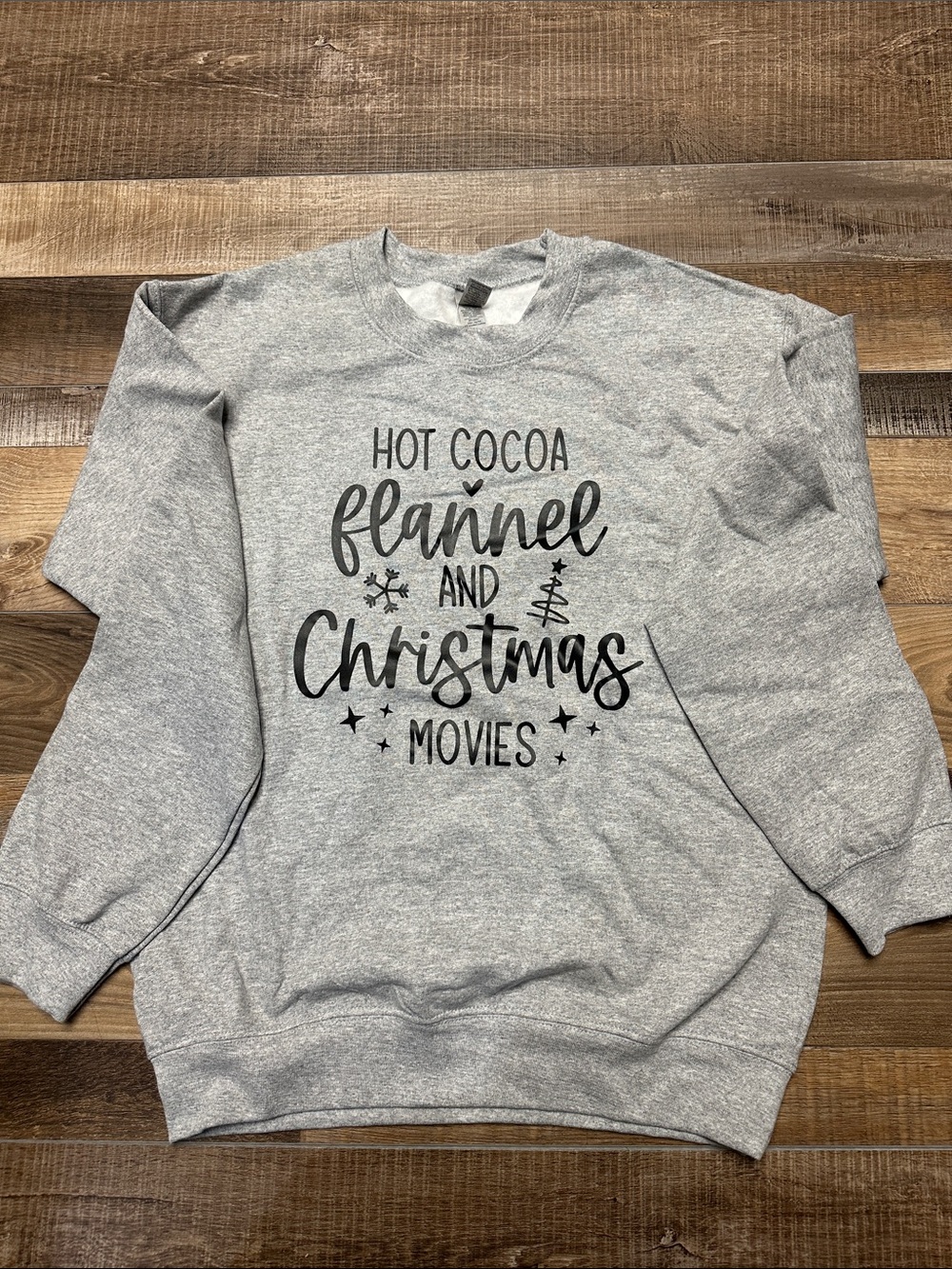 Women’s Gray 'Hot Cocoa Flannel and Christmas Movies' Sweater